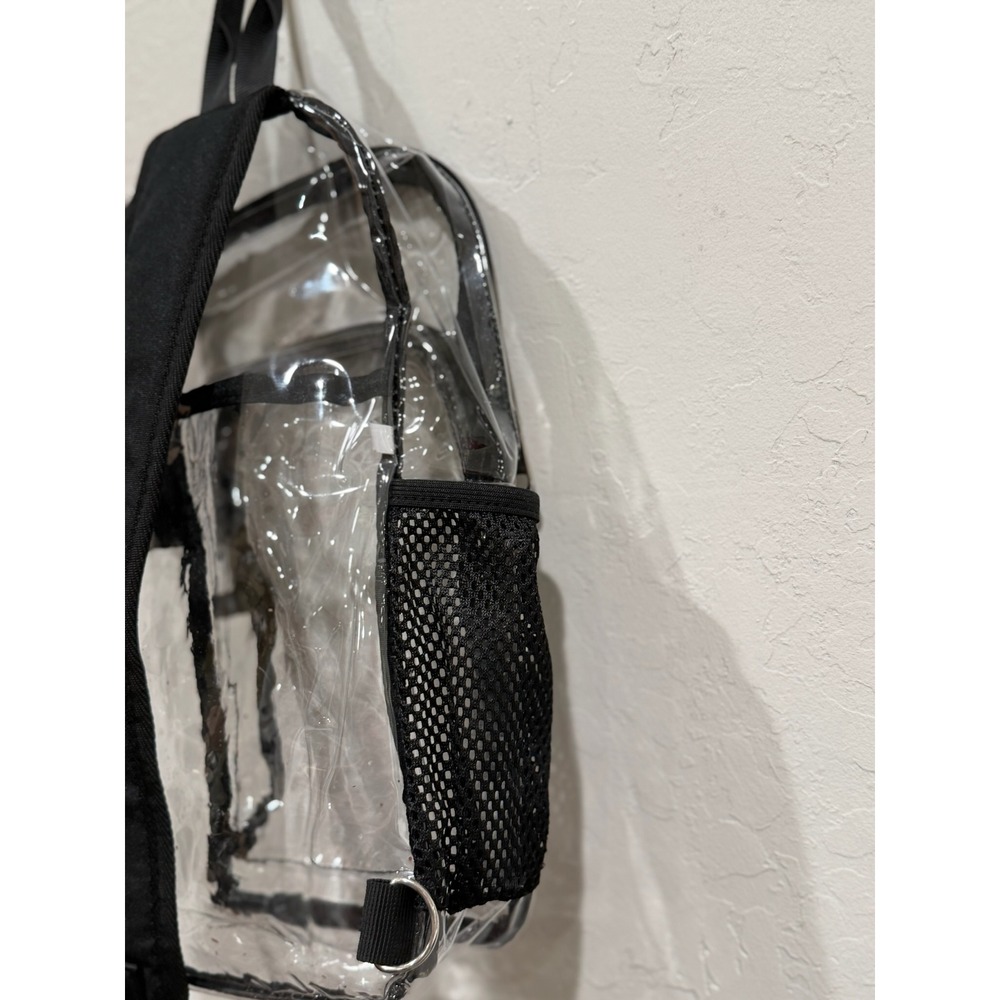 Clear Stadium Approved Sling Bag Crossbody Backpack Transparent PVC Black Trim - Picture 3 of 5